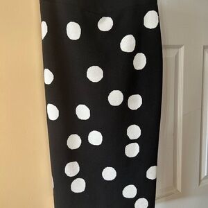 Ann Taylor Black and White Polka Dot Pencil Skirt